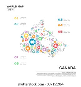 Map Of Canada Infographic design template with gear chain