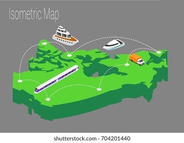 Map Canada isometric concept. 3d flat illustration of Map Canada