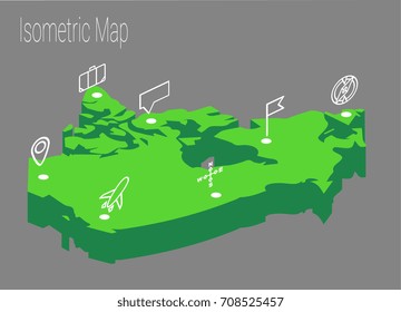 Map Canada isometric concept. 3d flat illustration of Map Canada