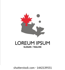 Map, Canada, Leaf Business Logo Template. Flat Color