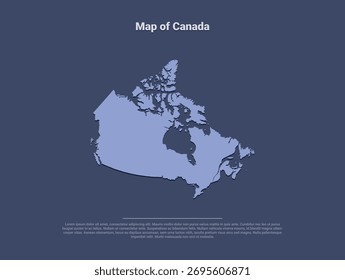 Mapa do Canadá, minimalista vetor silhueta em azul suave sobre fundo escuro