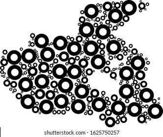 Map of Canada North America in black and white circles or tori. Vector illustration.