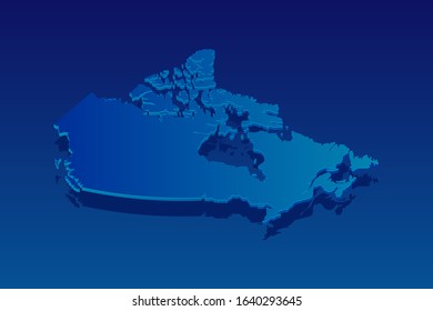 map of Canada on blue background. Vector modern isometric concept greeting Card illustration eps 10.