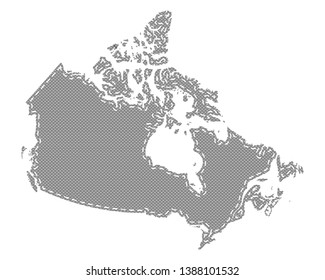 Map of Canada on cloth with stitches