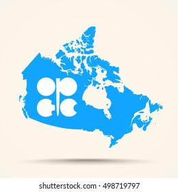 Map of Canada in Organization of the Petroleum Exporting Countries (OPEC) flag colors