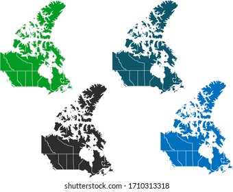 map of canada. original map.variety of colors on white background. Vector illustration eps 10.