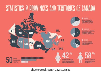 Map Canada. Poster map of provinces and territories of Canada. Black and white print map of Canada for t-shirt, poster or geographic themes. Hand-drawn black map with provinces. Vector Illustration