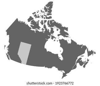 Map of Canada with the province of Alberta