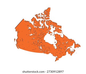 Map of Canada, sign silhouette. World Map Globe. Vector Illustration isolated on white background. North America continent.