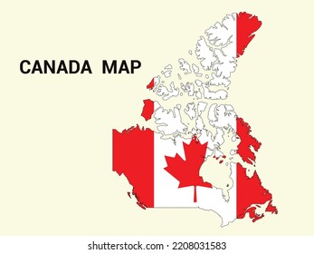 Map of Canada, Map of Canada vector design Illustration,  Map of Canada With the flag, the National Flag of Canada,
