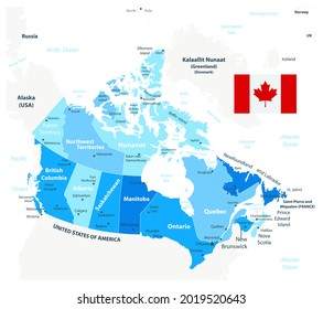 Map of Canada - vector illustration. Regions and provinces.