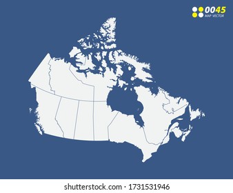 Map of Canada vector on blue