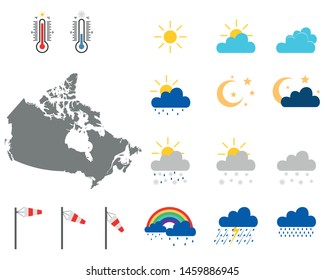 Map of Canada with weather symbols