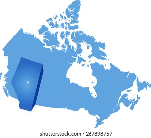 Map of Canada where Alberta province is pulled out
