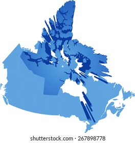Map of Canada where Nunavut Territory is pulled out
