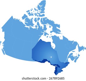 Map of Canada where Ontario province is pulled out
