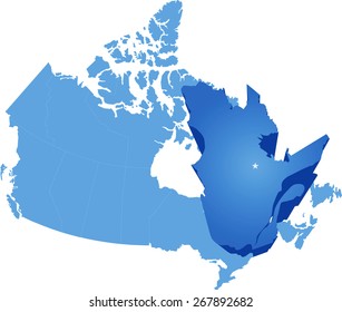 Map of Canada where Quebec province is pulled out
