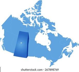 Map of Canada where Saskatchewan province is pulled out
