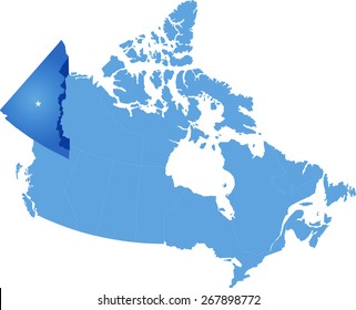 Map of Canada where Yukon Territory is pulled out
