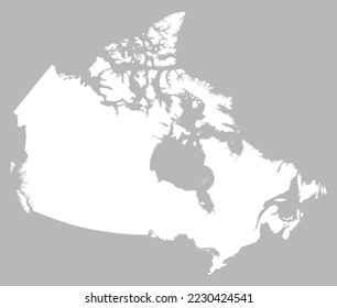 Mapa de Canadá de color blanco aislado en fondo gris claro. Ilustración del vector