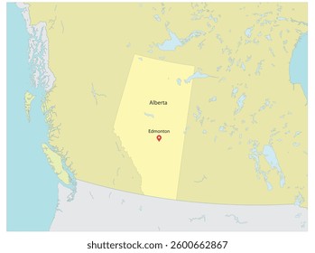 Map of Canada's provinces of Alberta with Edmonton as its capital