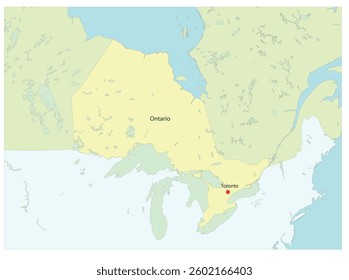 Map of Canada's provinces of Ontario with Toronto as its capital