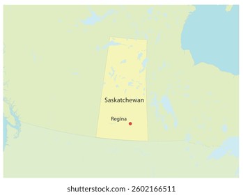 Map of Canada's provinces of Saskatchewan with Regina as its capital