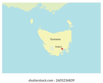 Map of Canada's provinces of Tasmania with Hobart as its capital