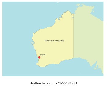 Map of Canada's provinces of Western Australia with Perth as its capital