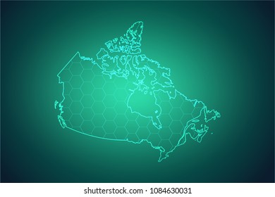 Map of Canada-Wire frame 3D mesh polygonal network line, design sphere, dot and structure. Vector illustration eps 10.