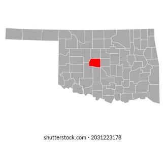 Map of Canadian in Oklahoma on white