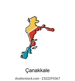 Map of Canakkale illustration design. Turkey World Map International vector template