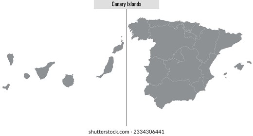 map of Canary Islands autonomous community of Spain and location on Spanish map