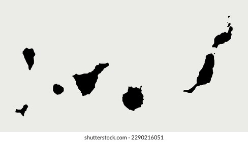 Map of Canary Islands - Spain outline silhouette graphic element Illustration template design
