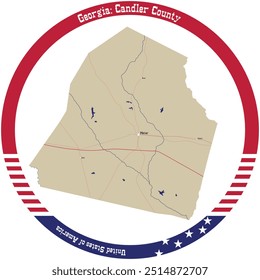 Map of Candler County in Georgia, USA arranged in a circle.