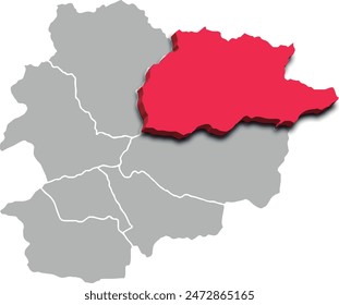 KARTE VON CANILLO PARISH OF ANDORRA 3D ISOMETRISCHE KARTE