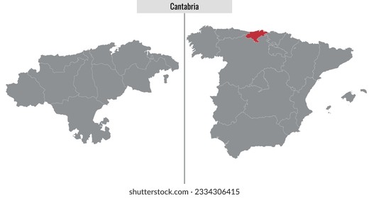 Karte der Autonomen Gemeinschaft Spanien Kantabrien und Standort auf spanischer Karte