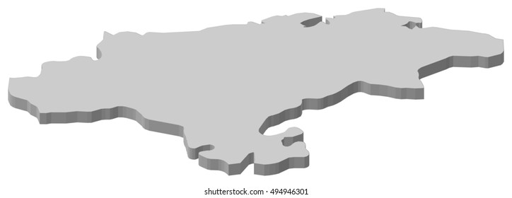 Map - Cantabria (Spain) - 3D-Illustration