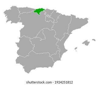 Map of Cantabria in Spain on white