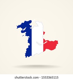 Map canton of Bern (Switzerland) in France flag colors, editable vector. 