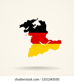Map canton of Bern (Switzerland) in Germany flag colors, editable vector. 
