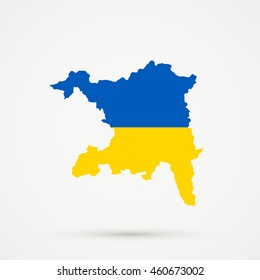 Map of canton (country subdivision) of Aargau, Switzerland in Ukraine flag colors