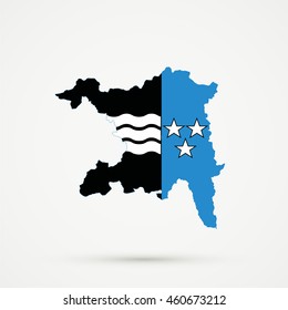 Map of canton (country subdivision) of Aargau, Switzerland in canton (country subdivision) of Aargau flag colors