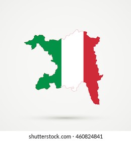 Map of canton (country subdivision) of Aargau, Switzerland in Italy flag colors