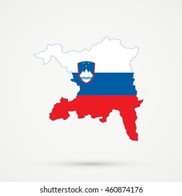 Map of canton (country subdivision) of Aargau, Switzerland in Slovenia flag colors