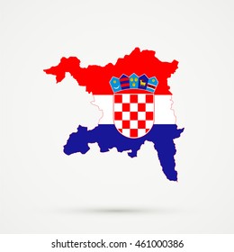 Map of canton (country subdivision) of Aargau, Switzerland in Croatia flag colors
