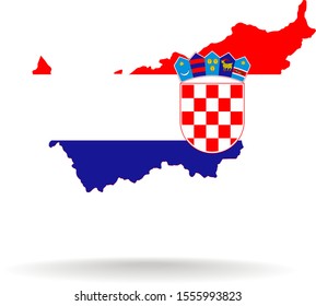 Map Canton of Valais (Switzerland) in Croatia flag colors, editable vector. 