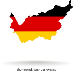Map Canton of Valais (Switzerland) in Germany flag colors, editable vector. 