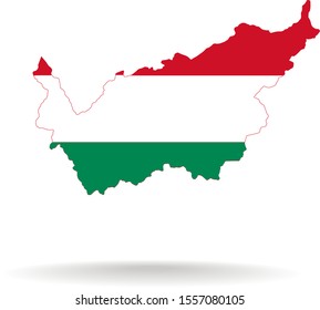 Map Canton of Valais (Switzerland) in Hungary flag colors, editable vector. 