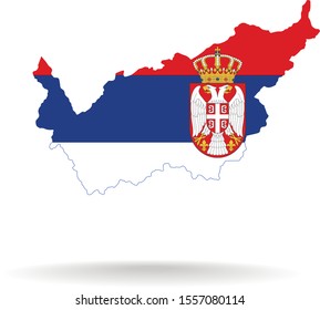 Map Canton of Valais (Switzerland) in Serbia flag colors, editable vector. 